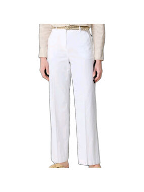 J.Crew Factory Remy Linen Blend Pants Womens 10 White Wide Leg Cropped